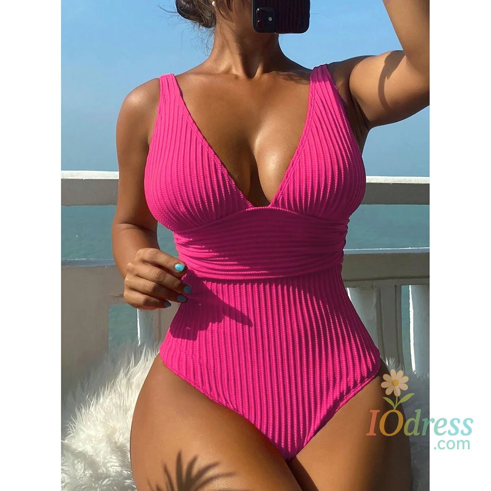 IO Dress Deep V One Piece Swimsuit Women 2025 Push Up Swimwear Female Sexy Summer Beachwear Swim for Bathing Suits Micro Korean Monokini