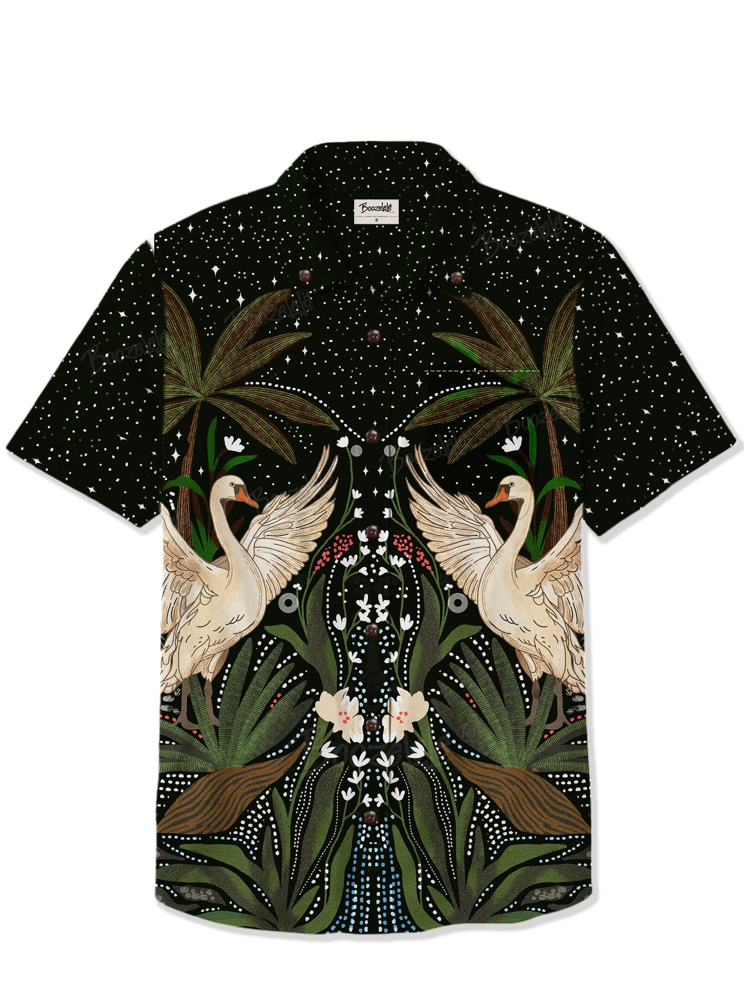 【Josie X Boozelele】Swan Garden Night- 100% Cotton Shirt