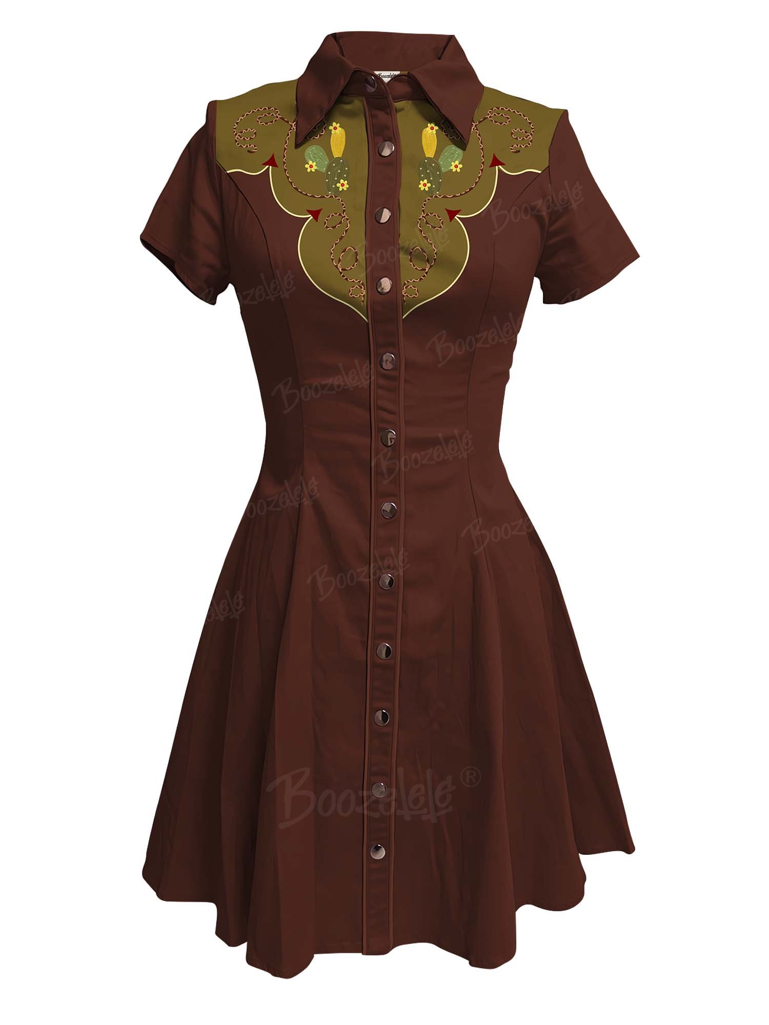 Western Cactus - 100% Cotton Dress
