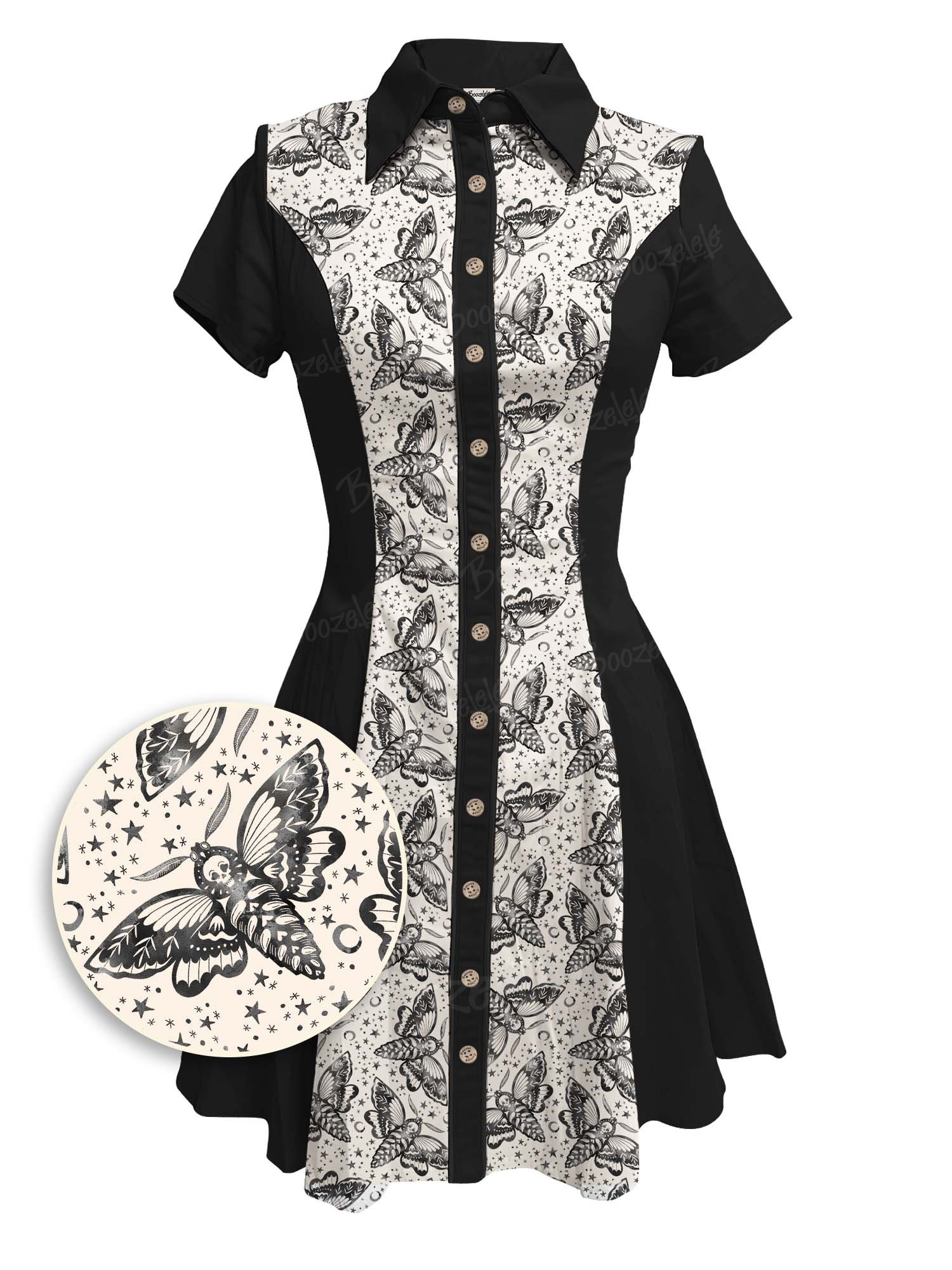 【Rebecca Elfast X Boozelele】Skull Moth - 100% Cotton Dress