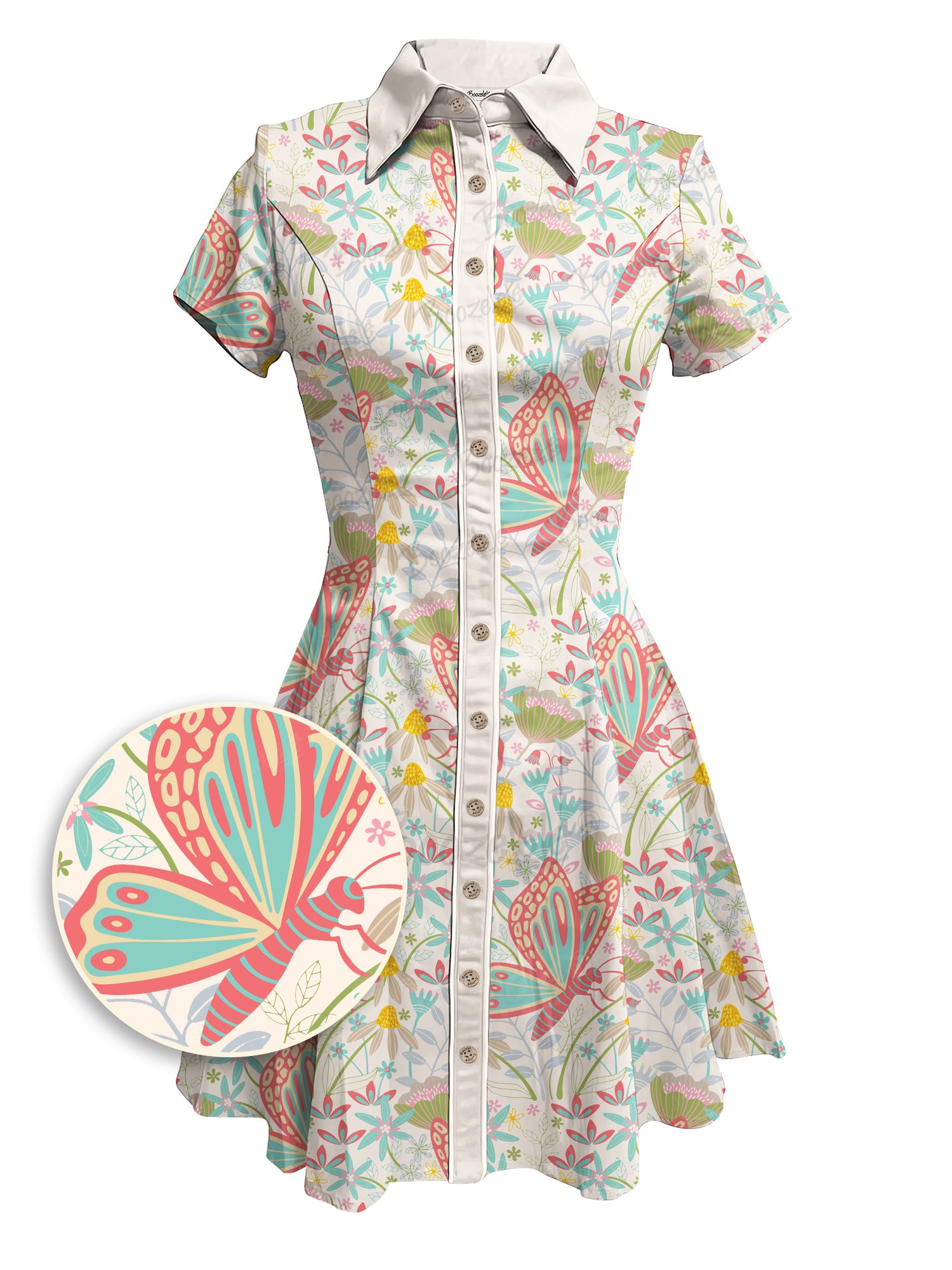 【Jackie Tahara X Boozelele】Tangled Garden Butterflies Pastel- 100% Cotton Dress