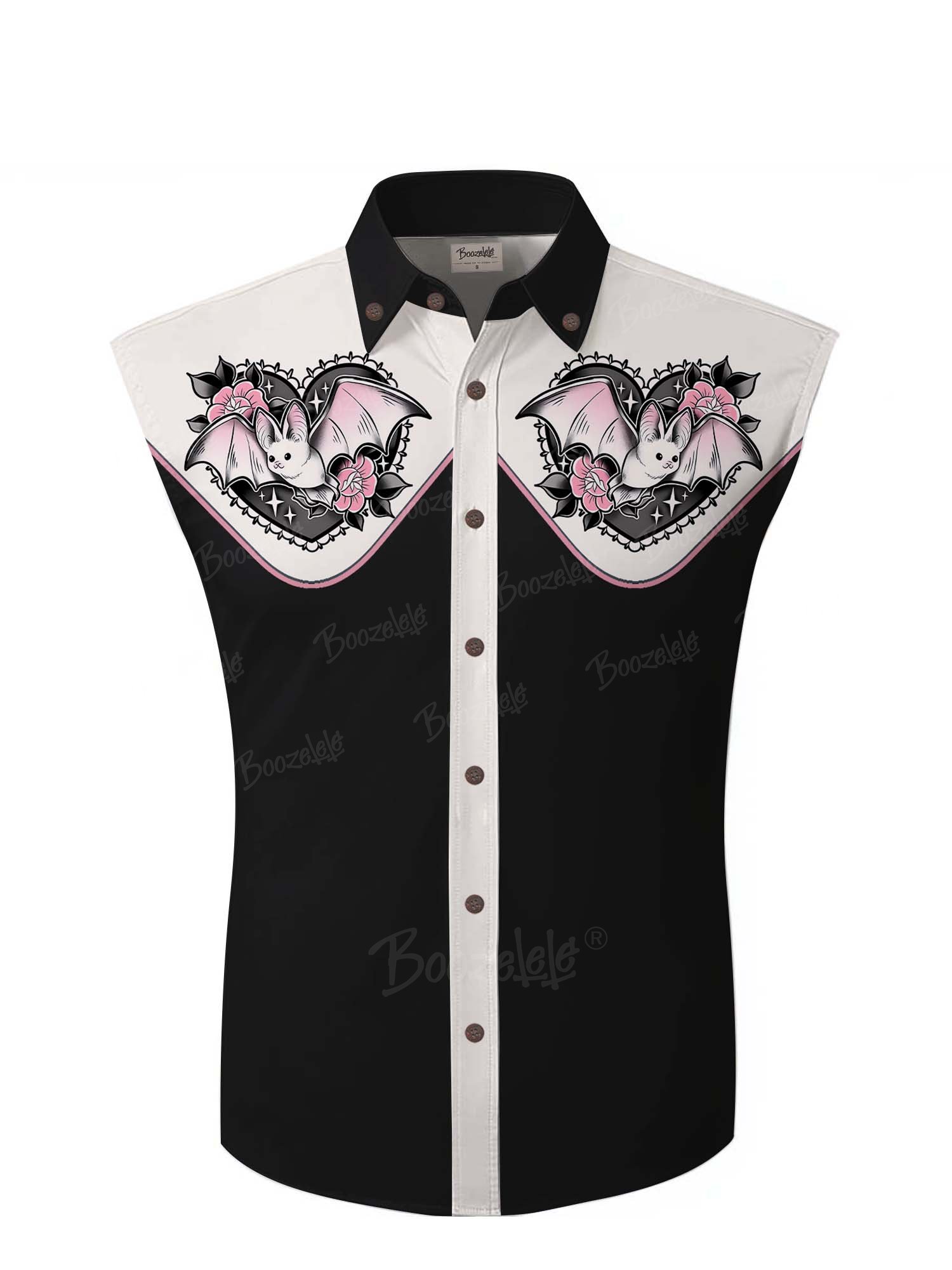 【Jazmin Marsella X Boozelele】Love Bat And Flower  - Men&lsquo;S 100% Cotton Sleeveless Shirt