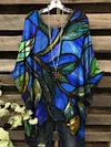 Women's Retro Glass Window Abstract Print Top