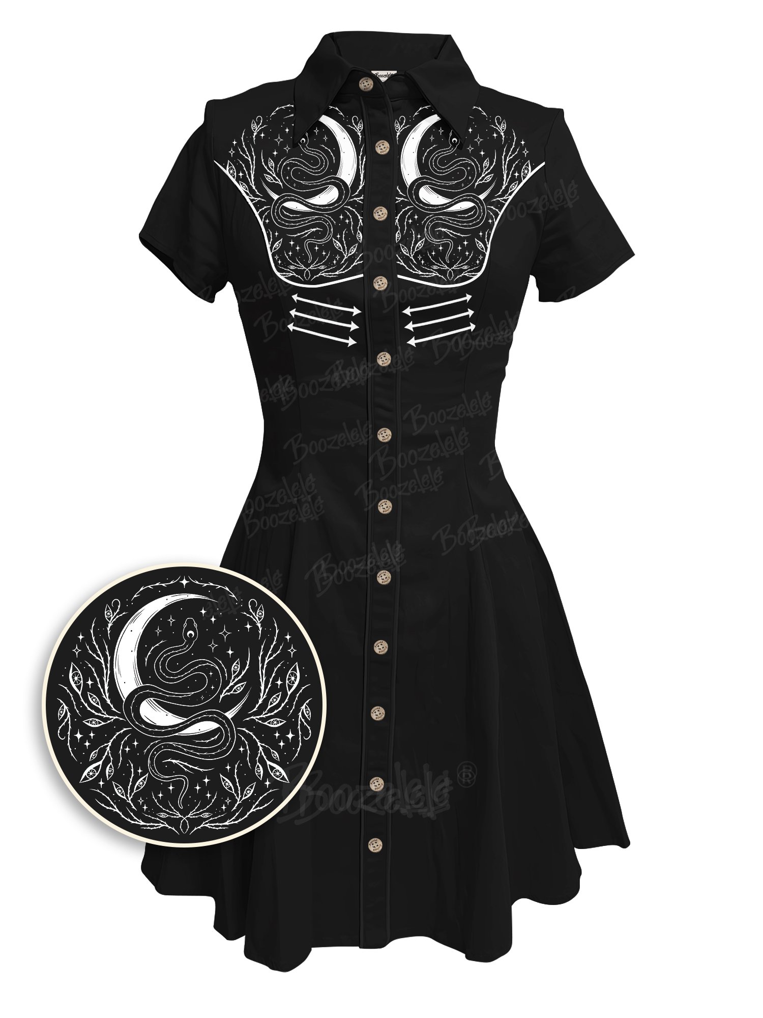 【Mystic Heart X Boozelele】Snake in the Moonlight - 100% Cotton Dress