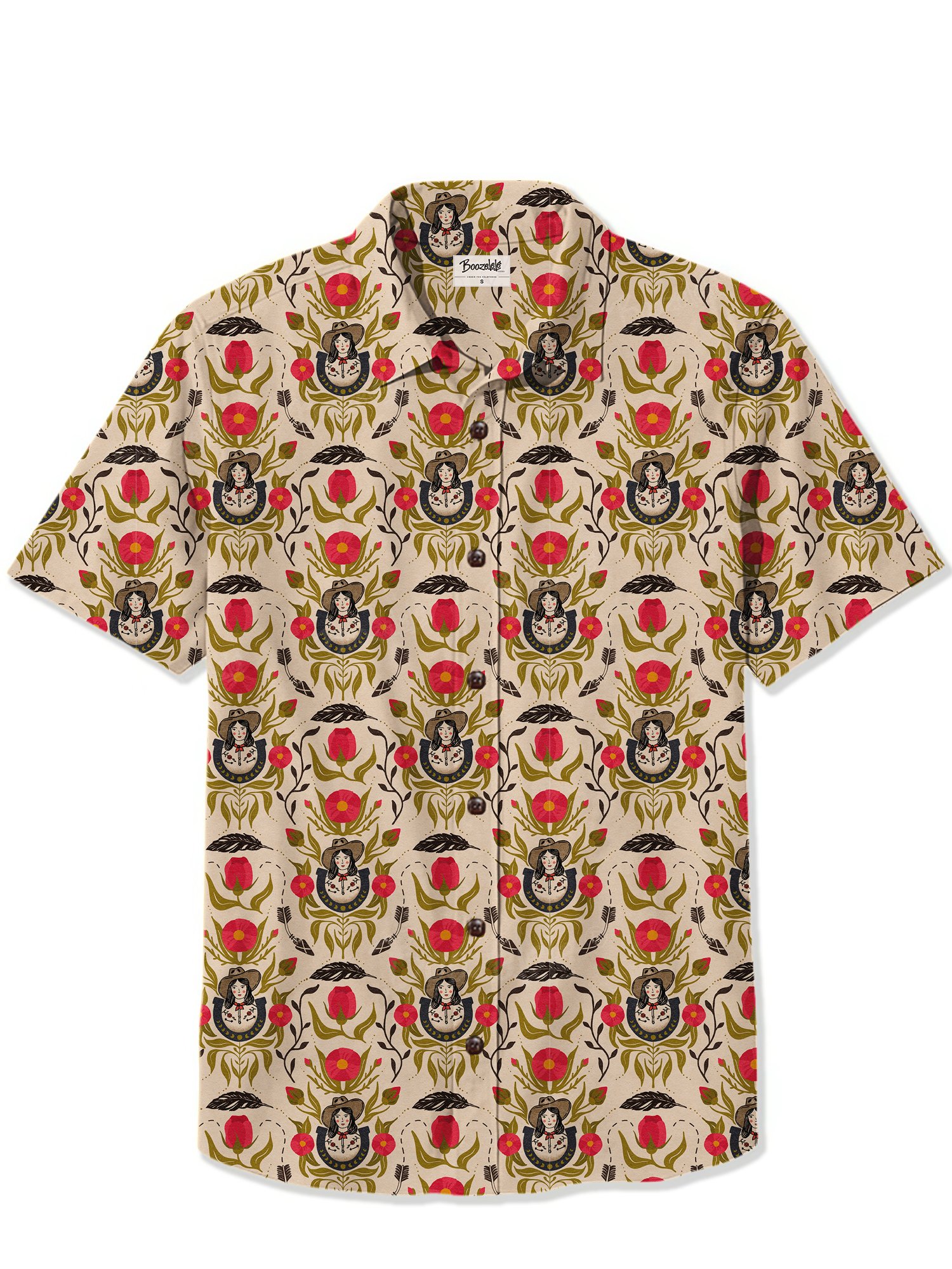 【Kim Koehler X Boozelele】The Western Rose Repeat Pattern- 100% Cotton Shirt