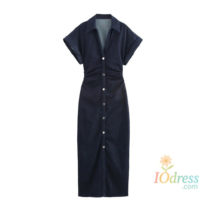 IO Dress New Long Dresses 2025 Woman Fashion Summer V-neck Single Breasted Slim Fit Denim Skirts Women's Clothing Tops