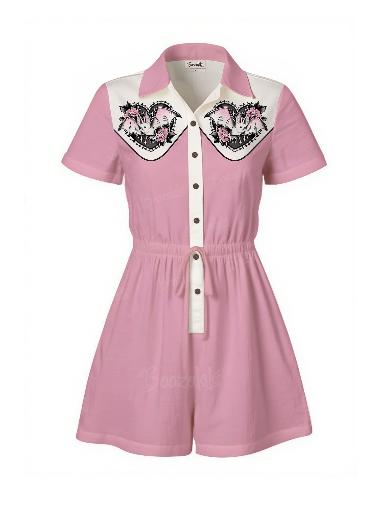 【Jazmin Marsella X Boozelele】Love Bat And Flower - 100% Cotton Pocket Jumpsuit
