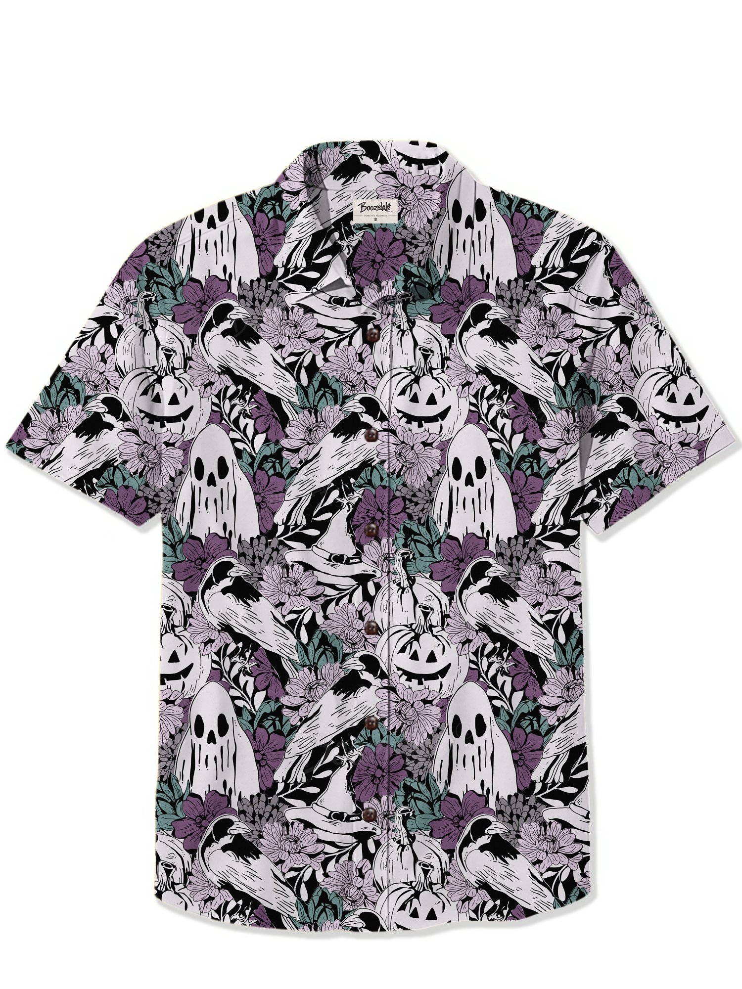 【Claudia S. Design X Boozelele】Whimsical Halloween With Floral_purple - 100% Cotton Shirt