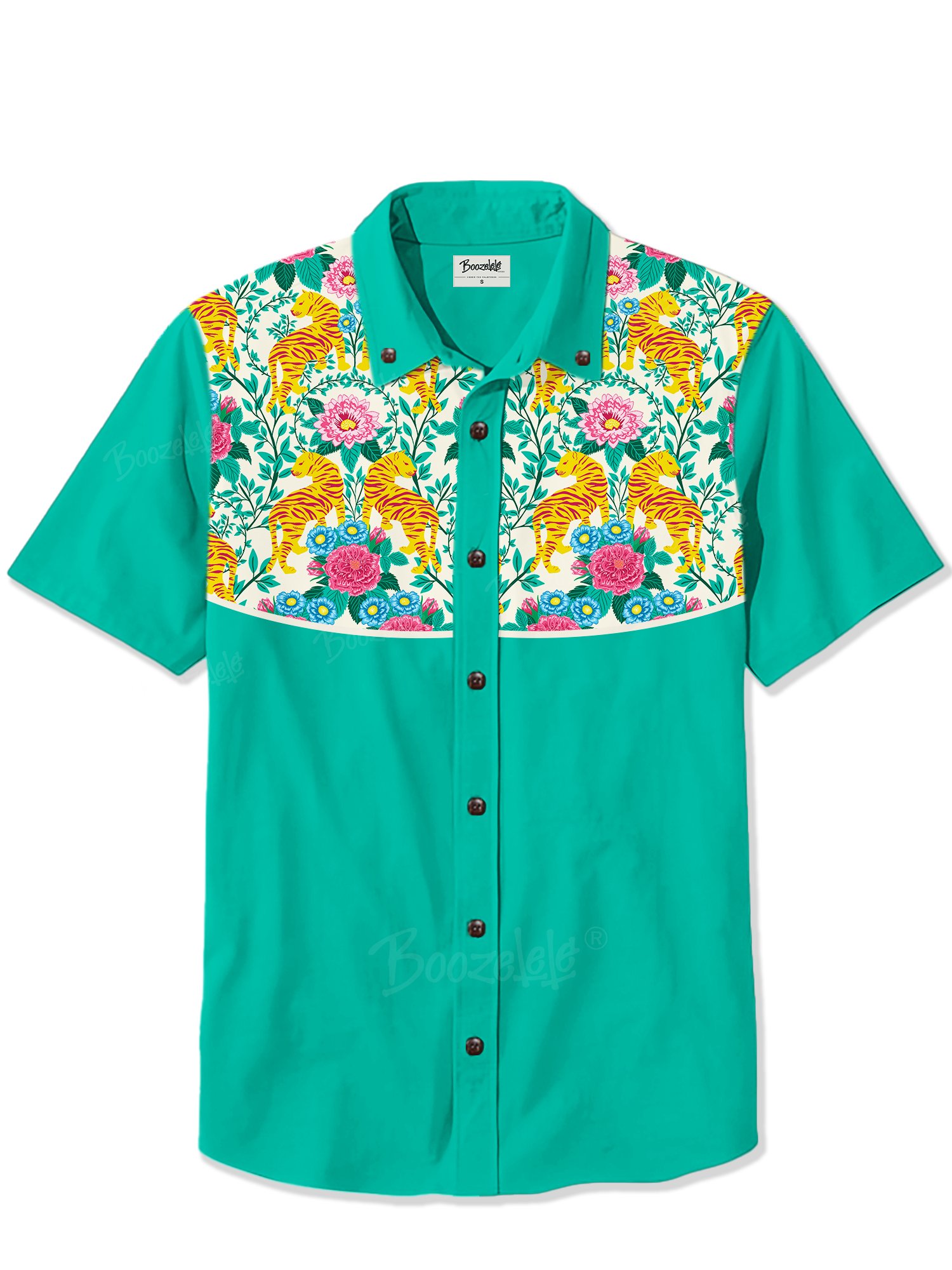 【Jasmin Blooms DesignsX Boozelele】Tigers With Flowers and Tropical Foliage- 100% Cotton Shirt