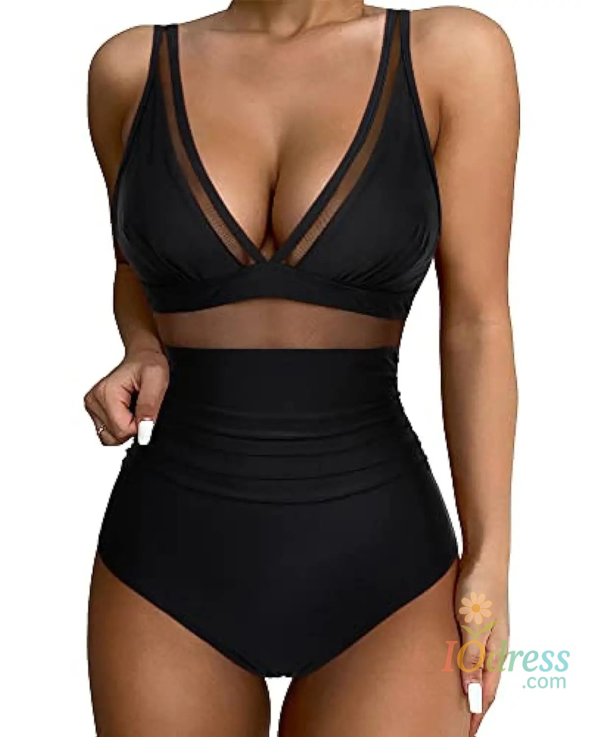 IO Dress Solid One-piece Swimsuit Women Deep V-neck Removable Bra Plain Monokinis 2023 New Summer Beach Swimwear Swimsuit Female
