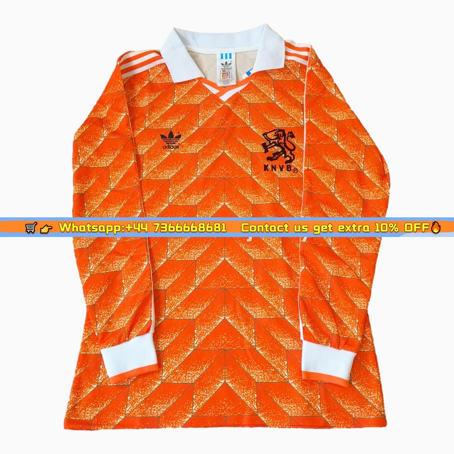 Retro Netherlands 1988 Home Long Sleeves Jersey