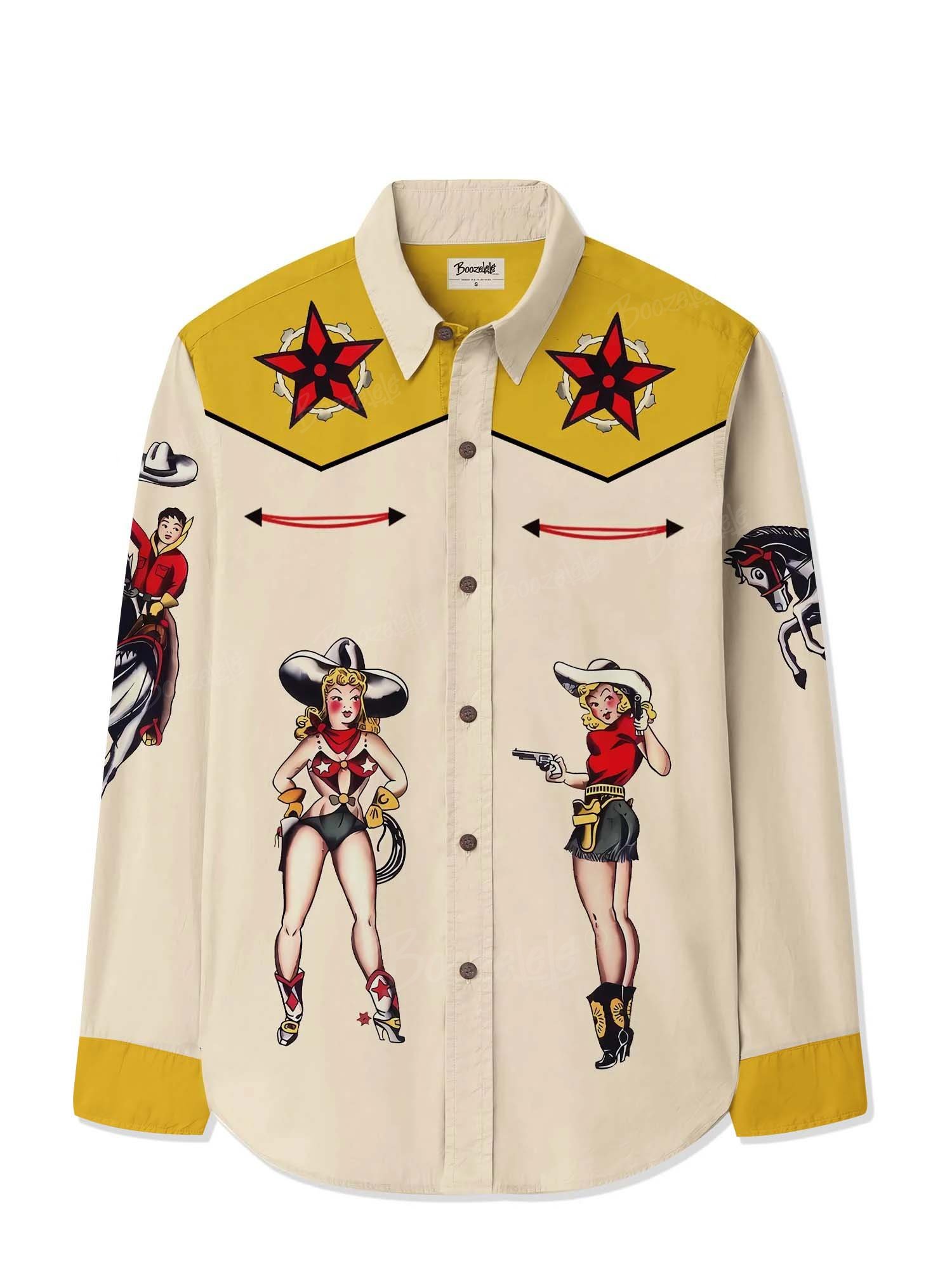 Classic Western Star Cowgirl - 100% Cotton Long Sleeves Shirt