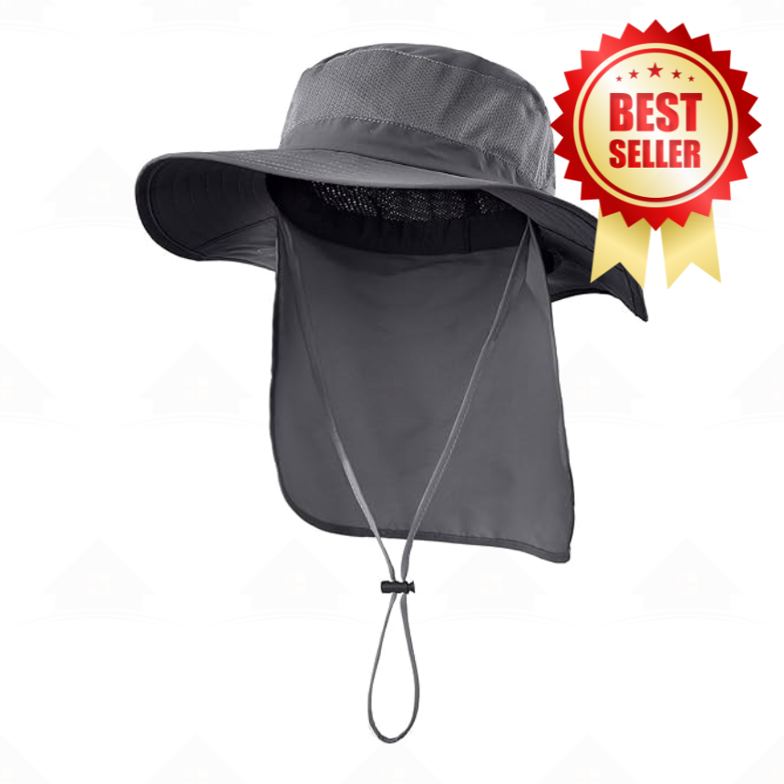 Home Prefer Outdoor UPF50+ Mesh Sun Hat Wide Brim Fishing Hat with Neck Flap Sun Hat for Men Women