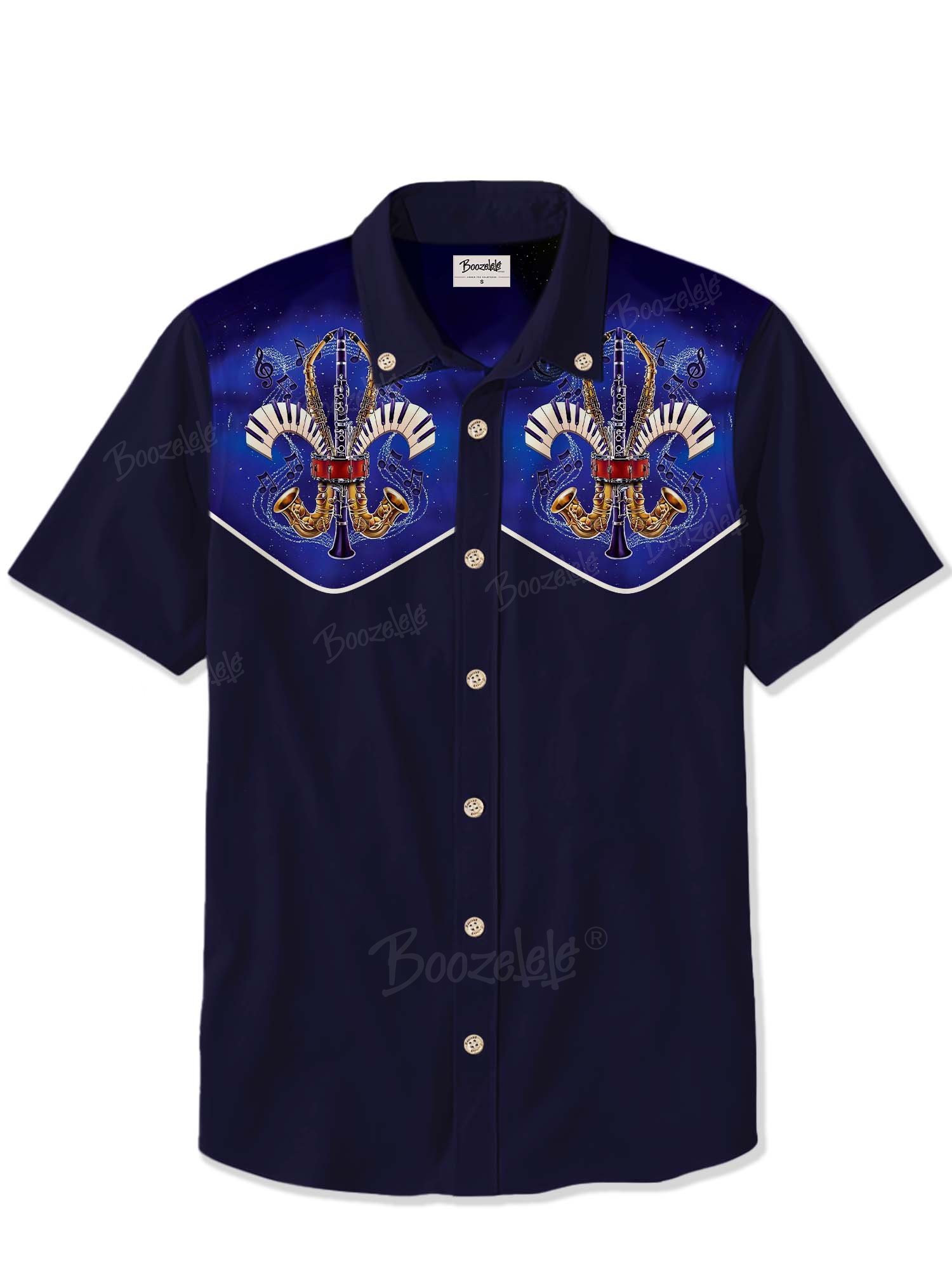 Mardi Gras Saxophone Music - 100% Cotton Shirt