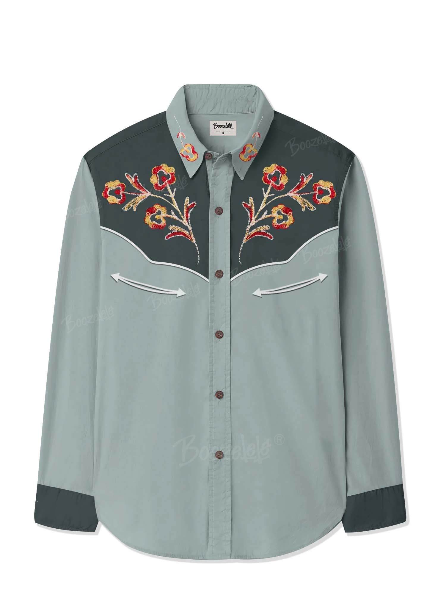 Classic Flower Cowboy - 100% Cotton Long Sleeves Shirt