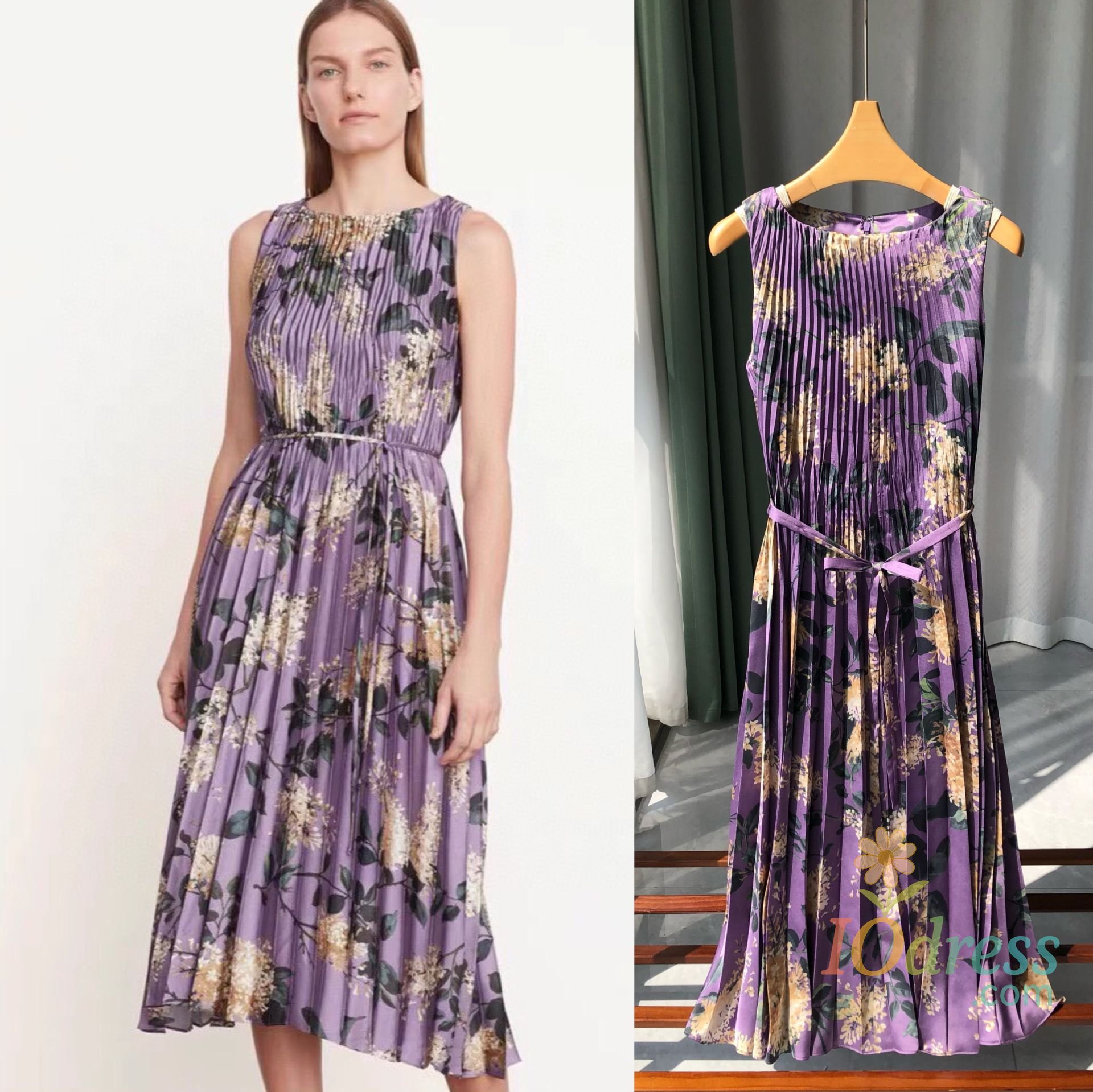 IO Dress Purple Lilac &middot; Dignified and Elegant Three-dimensional Pleated Acetic Acid Sleeveless Dress