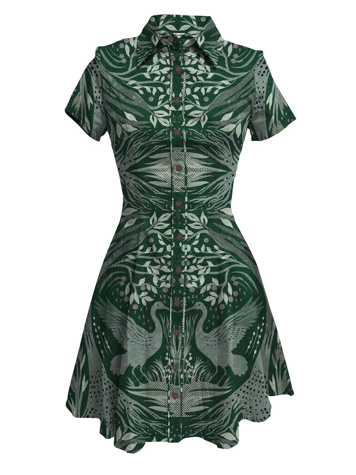 【Josie X Boozelele】Green Swan Botanical Garden- 100% Cotton Dress