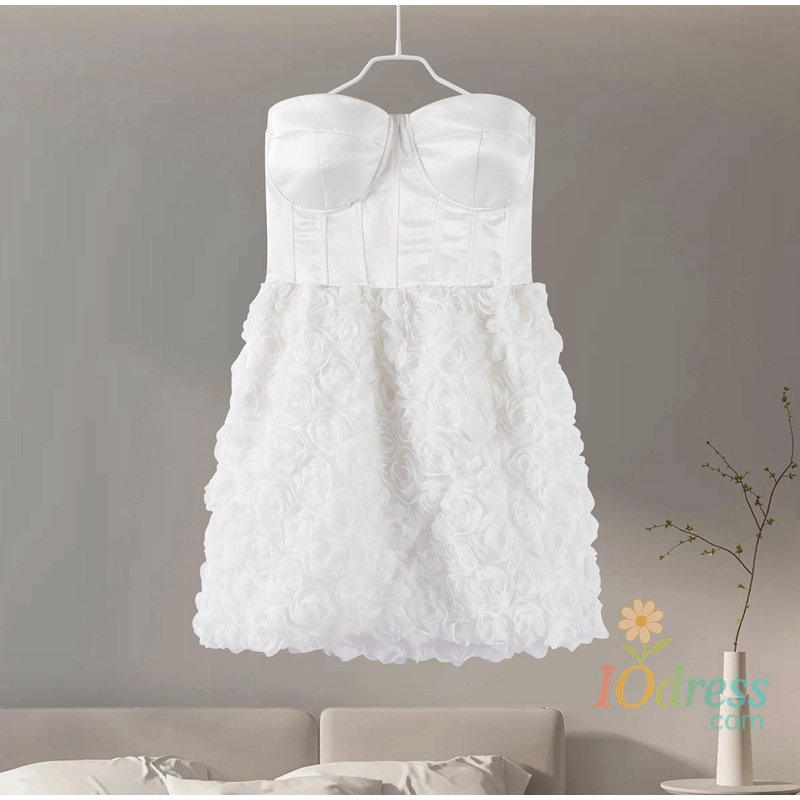 IO Dress 3D Flower Strapless Dresses Women Sexy Backless Sleeveless Bandage Tube Mini Dress 2025 Spring New Lady Elegant A-line Vestidos