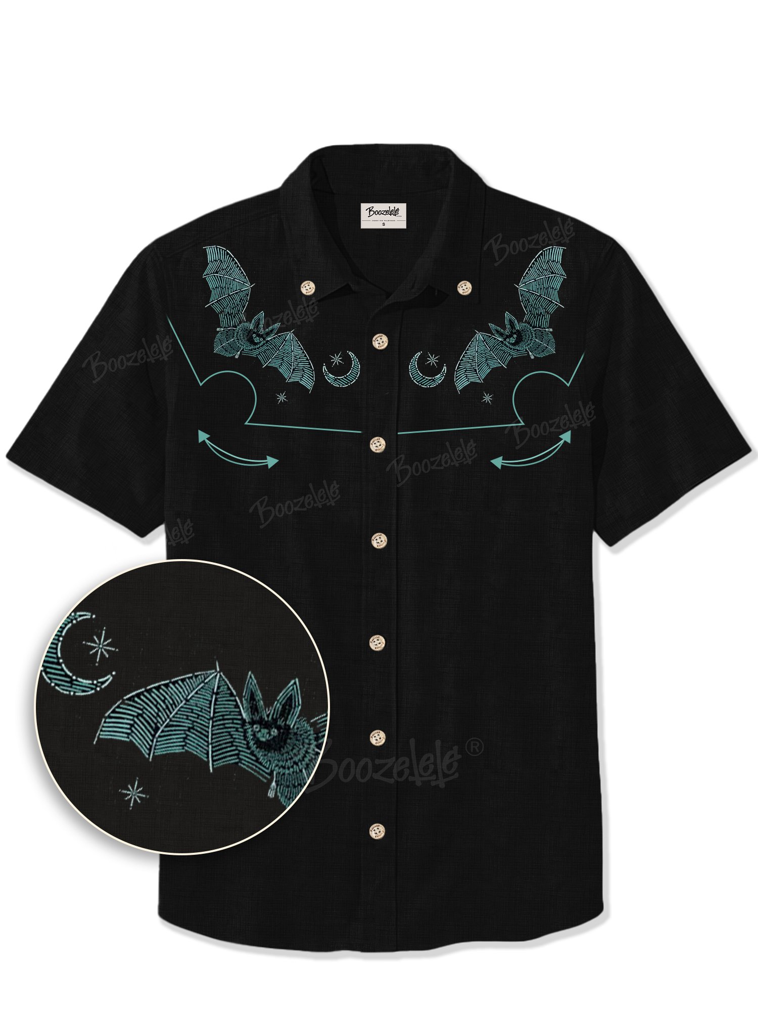 【Embroidery】[Halloween] Bat And Moon - 100% Cotton Shirt