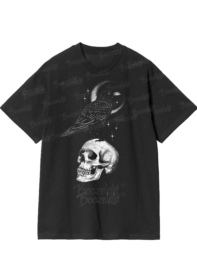 【Mystic Heart X Boozelele】Crow With Moon - 100% Cotton T-Shirt