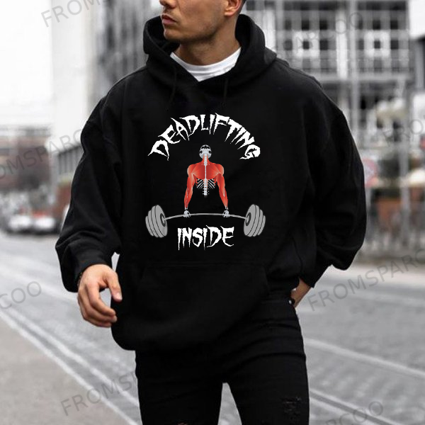 Men's Deadlifting Inside Hoodie