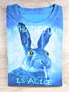 Unisex Smoking Bunny Print Casual Short Sleeve T-Shirt