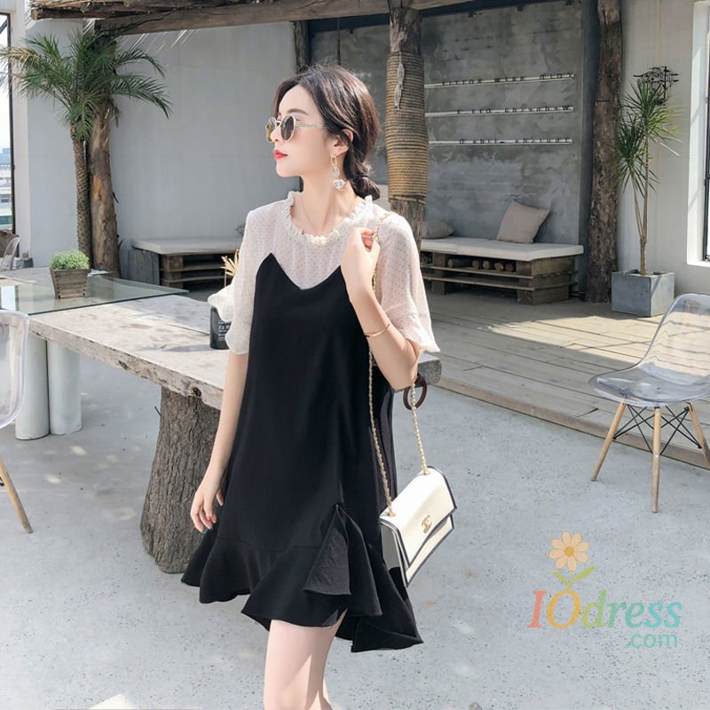IO Dress Casual Tunics Midi Fashion Age Reduction Aesthetic Summer Light Dress Elegant 2024 Korean Thin Women's Dresses Loose Cover Belly