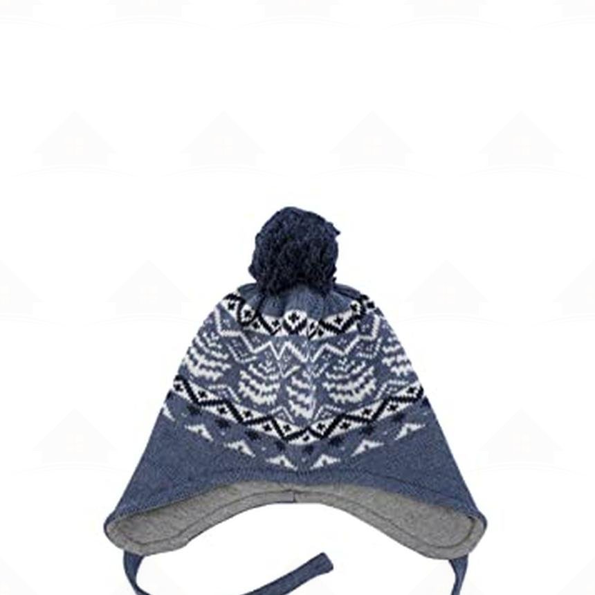 Home Prefer Baby Toddler Beanie Knit Earflap Hat Soft Cotton Winter Cap with Pom