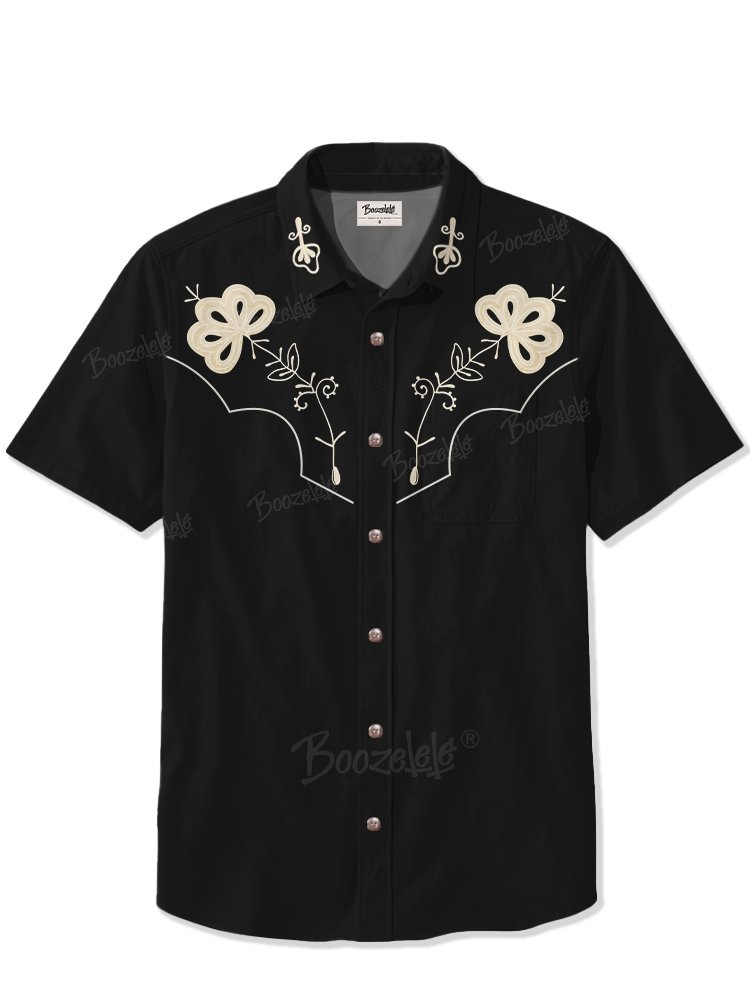 【Embroidery】Men'S KEN Same Style Beach West Cowboy Printed 100% Cotton Shirt