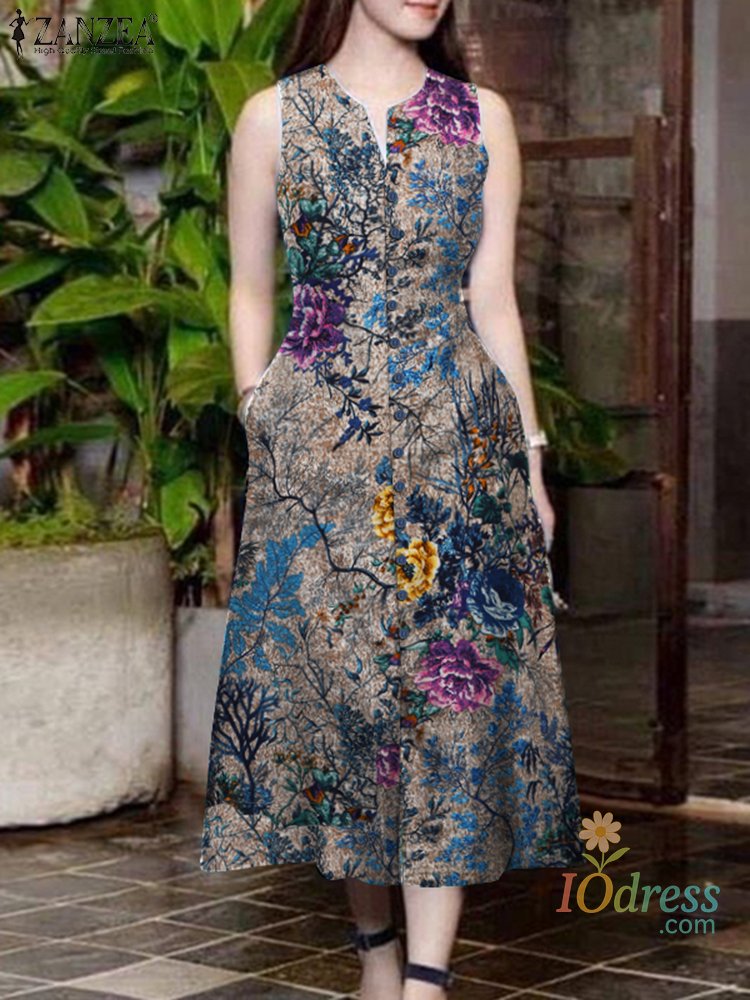 IO Dress Elegant Summer Dress 2025 Shop Women V Neck Party Sundress Stylish Sleeveless Printd Dresses Bohermain Holiday A Line Vestidos