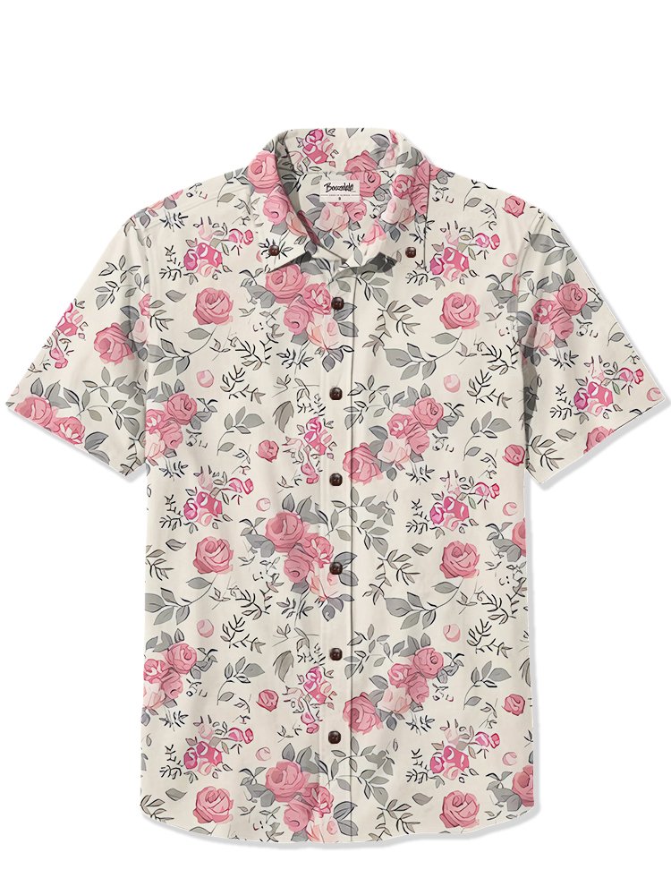 Pink Roses - 100% Cotton Shirt
