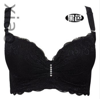 Bras-Women large bust push up bra 80 85 90 95 100 C D E cup sexy lace underwear underwire gorge pour robe Bustier bralette C3302-Bras