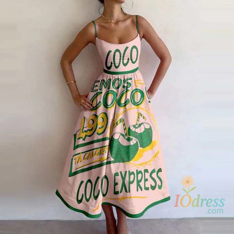IO Dress Women Print Bodycon Dress Sling Cold Shoulder High Waist A-line Maxi Dresses Beach Party Gowns Casual Vestidos Summer 2025 Robe