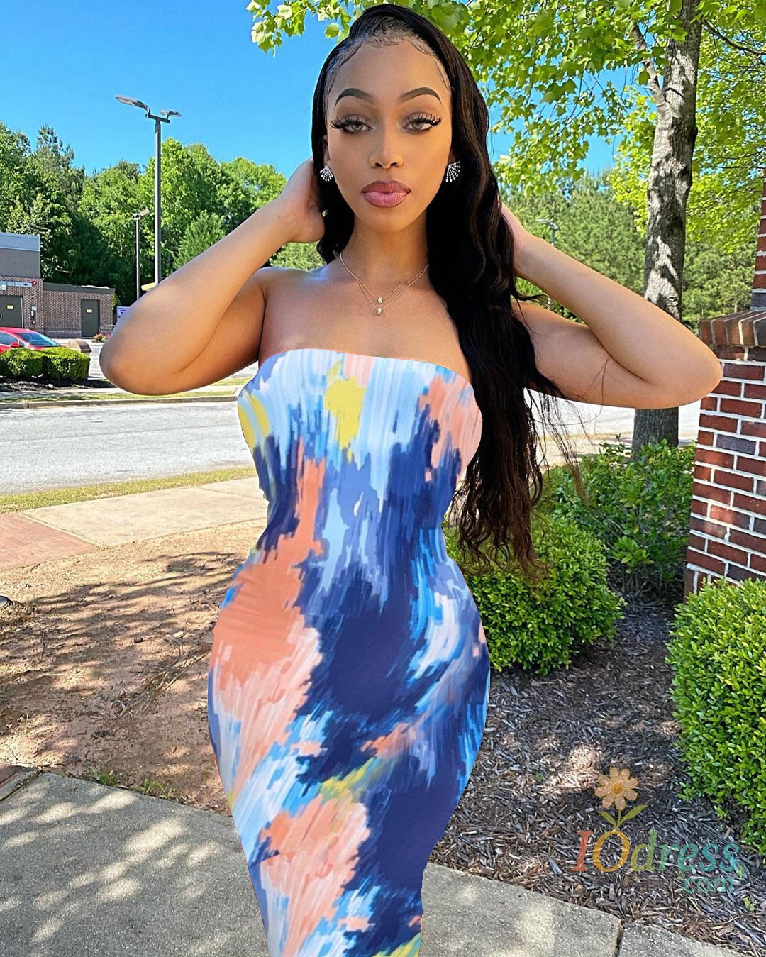 IO Dress Spring And Summer Dresses For Women Chest Wrap Printed Off Shoulder Bandage Slim Sexy Long Dress 2023 New Fashion party MsChuh