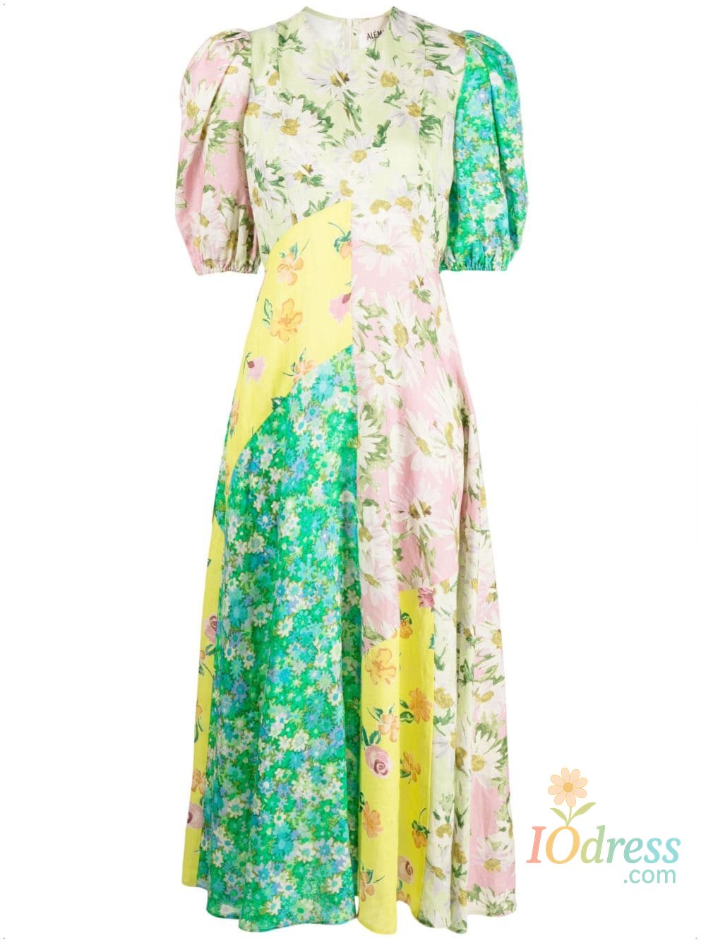 IO Dress Fashion Puff Sleeve Slim Fit Large Print Dress Round Collar Long Dress For Women Elegant Casual Summer New Female Vacation Robe