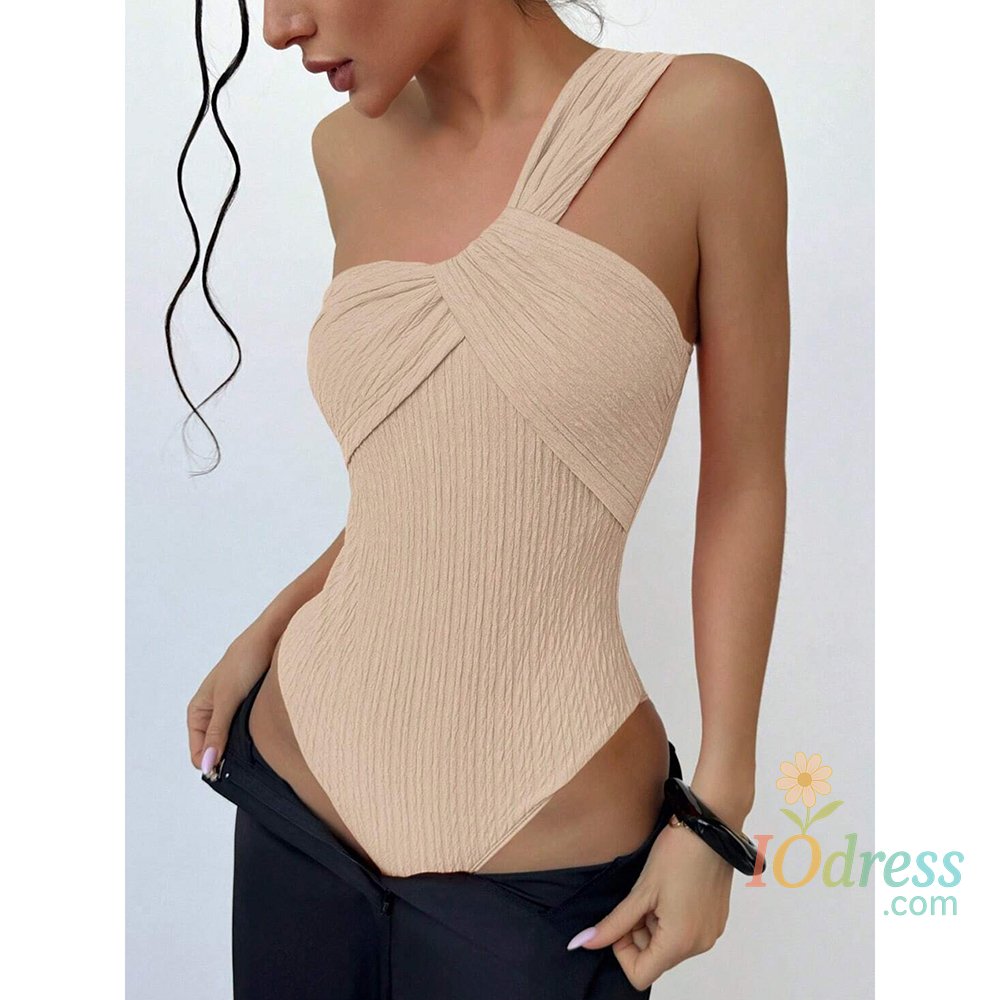 IO Dress Sexy Rib One Shoulder Swimwear Women One Piece Swimsuit 2025 Bathing Suits Cut-out Swimming Suit  Female for Beach Wear Monokini