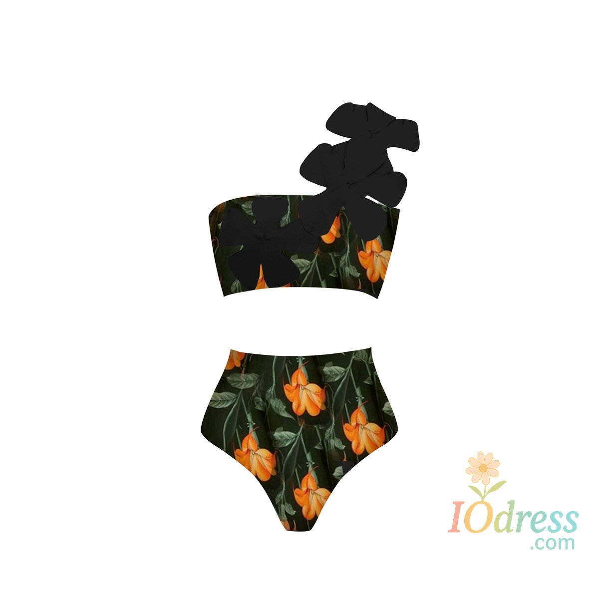 IO Dress 2025 New One Piece Swimsuit Female Sexy Floral Lace Up Swimwear Women Solid Bathing Suit Summer Beachwear Ruffle Swimming Suit