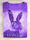Unisex Smoking Bunny Print Casual Short Sleeve T-Shirt