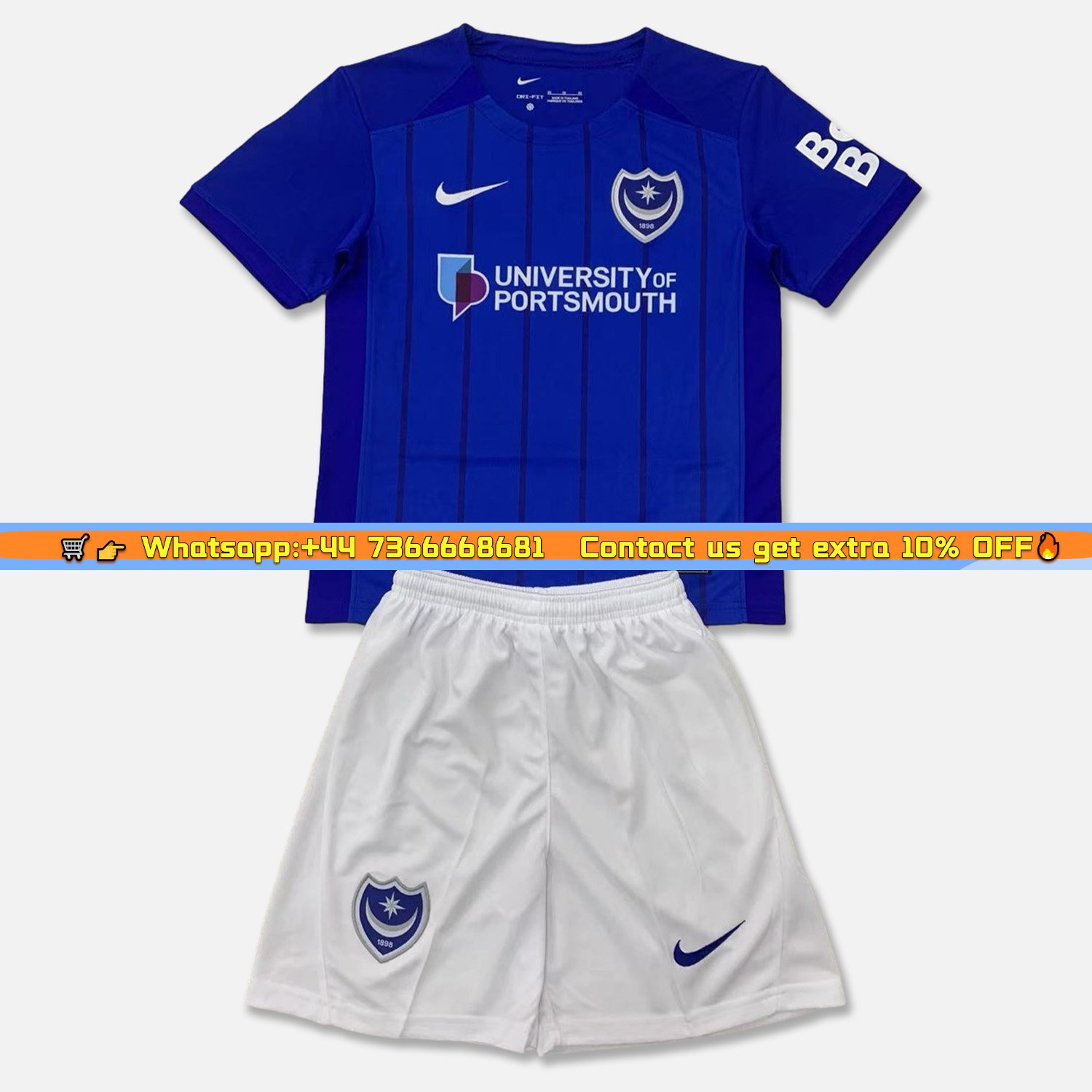 Portsmouth 24-25 Home Men's Adult Jersey Set - Fans Version