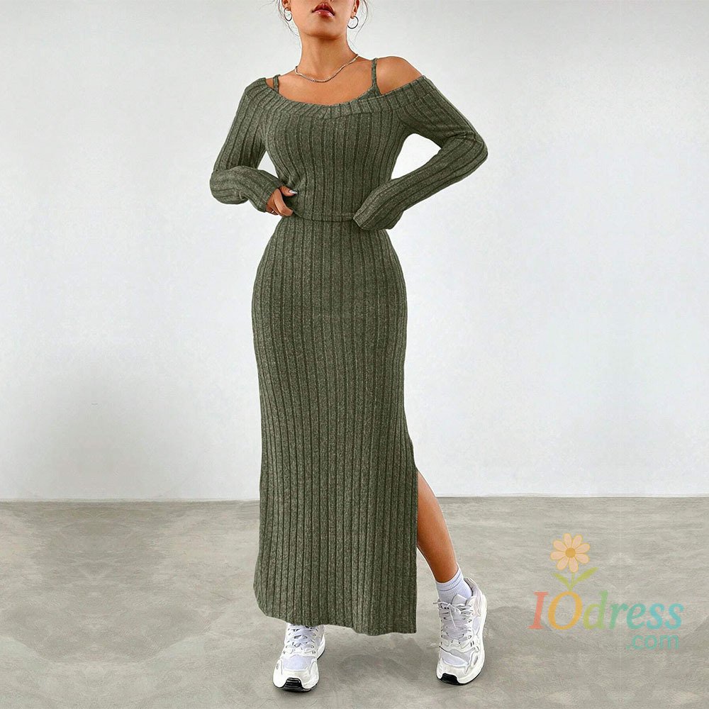 IO Dress Fashionable Autumn and Winter Camisole Dress Two-piece Set - A Model of Fashionable Dressing, Showcasing Unique Charm