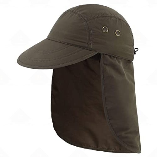 Home Prefer Mens Foldable UV Protection Sun Hat with Removable Neck Flap Outdoor Adventure Sun Cap for Fishing Hiking Safari